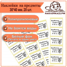 Именные наклейки для школы 20 шт.